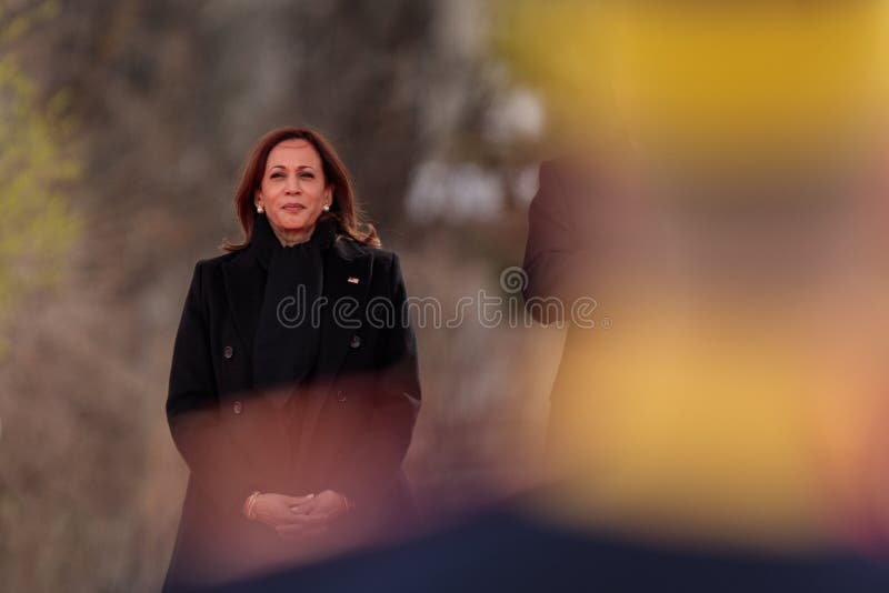 U.S. Vice President Kamala Harris pictured during an official meeting with Romanian President Klaus Iohannis at Cotroceni Palace, in Bucharest, Romania, Friday, March 11, 2022. U.S. Vice President Kamala Harris pictured during an official meeting with Romanian President Klaus Iohannis at Cotroceni Palace, in Bucharest, Romania, Friday, March 11, 2022