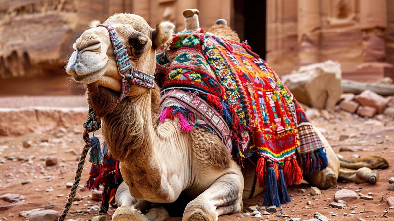 Kamel in Petra Jordan lizenzfreie abbildung