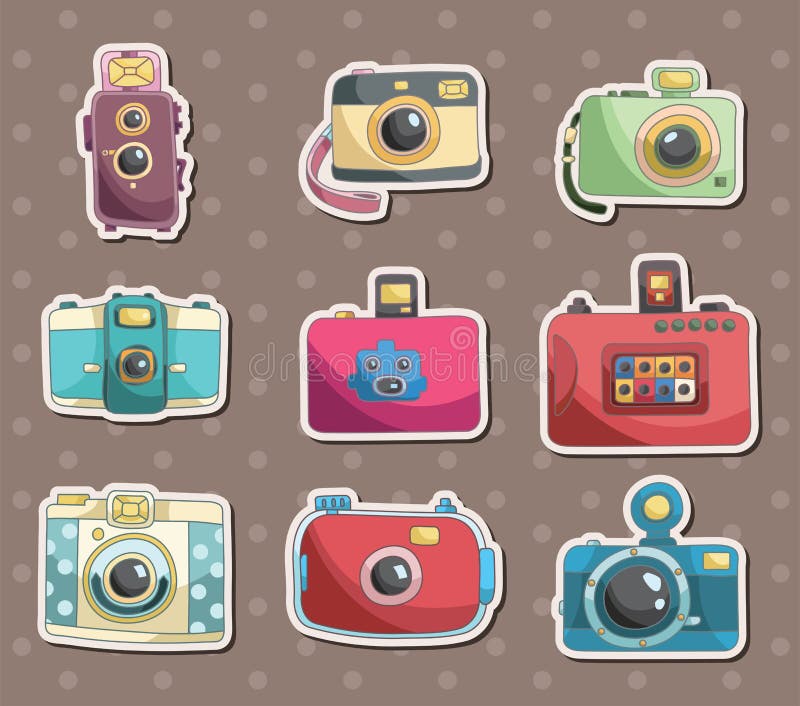 Kameraetiketter stock illustrationer Kameraetiketter stock illustrationer