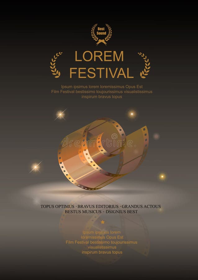 Kamerafilm 35 des Rollenmillimeter goldes, Festivalfilmplakat stock abbildung Kamerafilm 35 des Rollenmillimeter goldes, Festivalfilmplakat stock abbildung