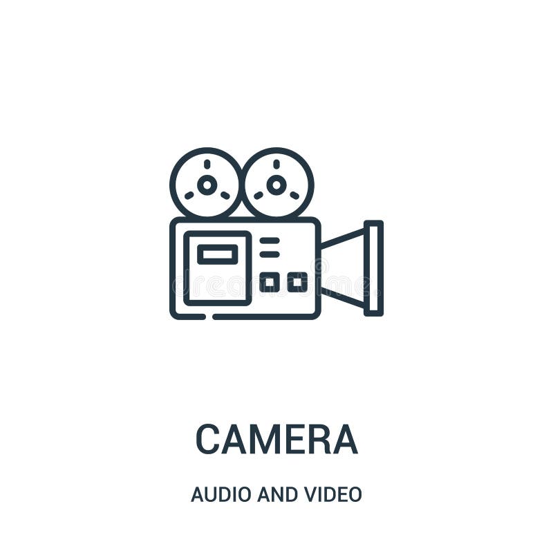 Kameraikonenvektor von der Audio- und Videosammlung D?nne Linie Kameraentwurfsikonen-Vektorillustration lizenzfreie abbildung Kameraikonenvektor von der Audio- und Videosammlung D?nne Linie Kameraentwurfsikonen-Vektorillustration lizenzfreie abbildung