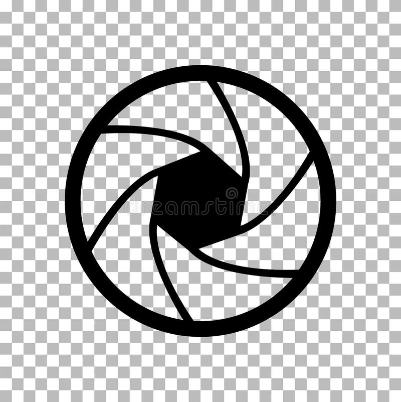 Kameraobjektiv ikon på genomskinlig. linsdiafragma-tecken. platt stil. kameralins slutarsymbol stock illustrationer