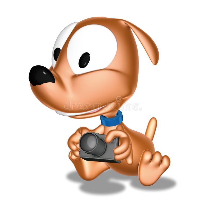 3d ilustration, doggy and camera. 3d ilustration, doggy and camera