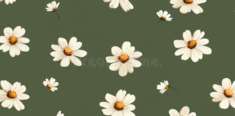 Kamomilethema abstrakt, sömlöst mönster utan blommor. Fashionerbara handritade texturer. Trendy modern design perfekt för arkivfoton