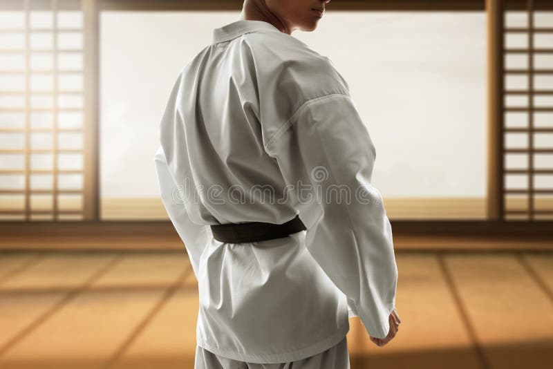 Kampfkunstkämpfer im Dojo stockfoto Kampfkunstkämpfer im Dojo stockfoto