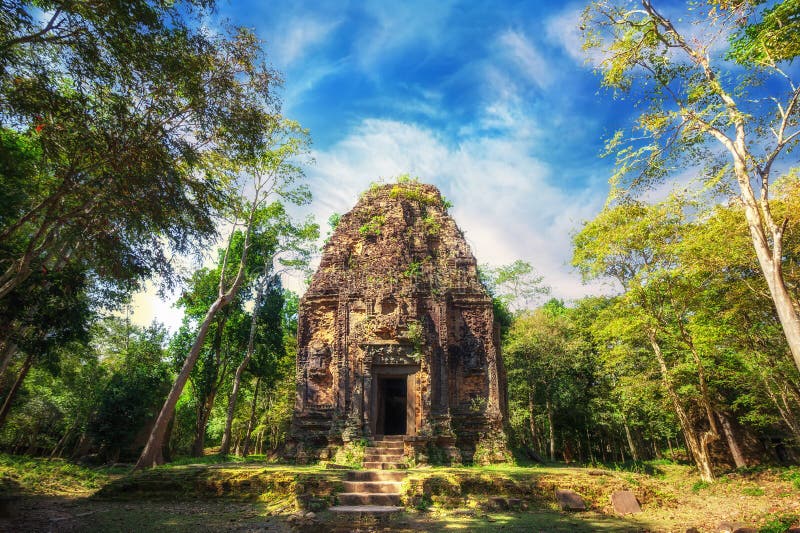 Kampong Thom Home van Sambor Prei Kuk in Kambodja stock fotografie Kampong Thom Home van Sambor Prei Kuk in Kambodja stock fotografie