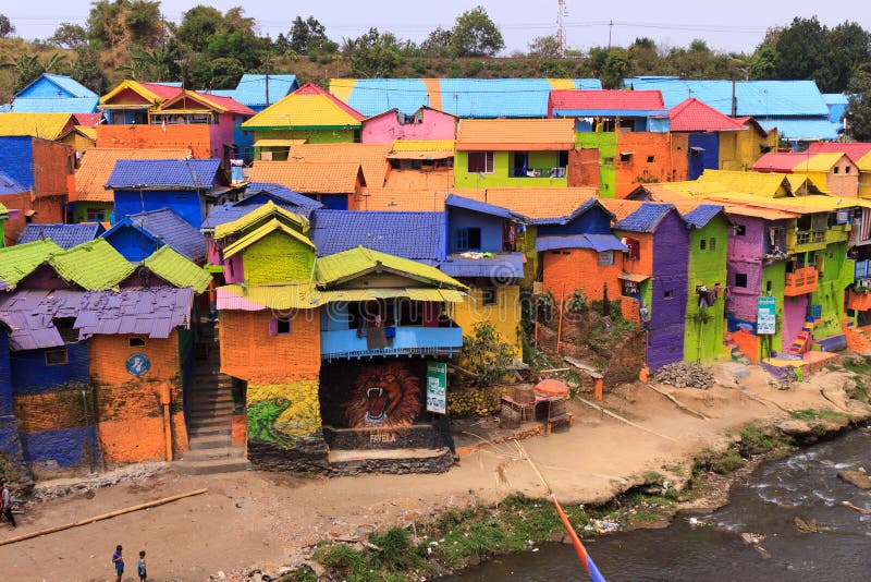 Kampung Warna Warni Jodipan Colourful wioska Malang obrazy royalty free Kampung Warna Warni Jodipan Colourful wioska Malang obrazy royalty free