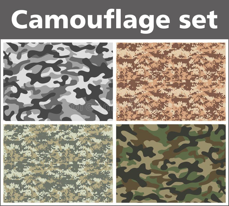 Set texture military camouflage repeat seamless army green hunting royalty free illustration Set texture military camouflage repeat seamless army green hunting royalty free illustration