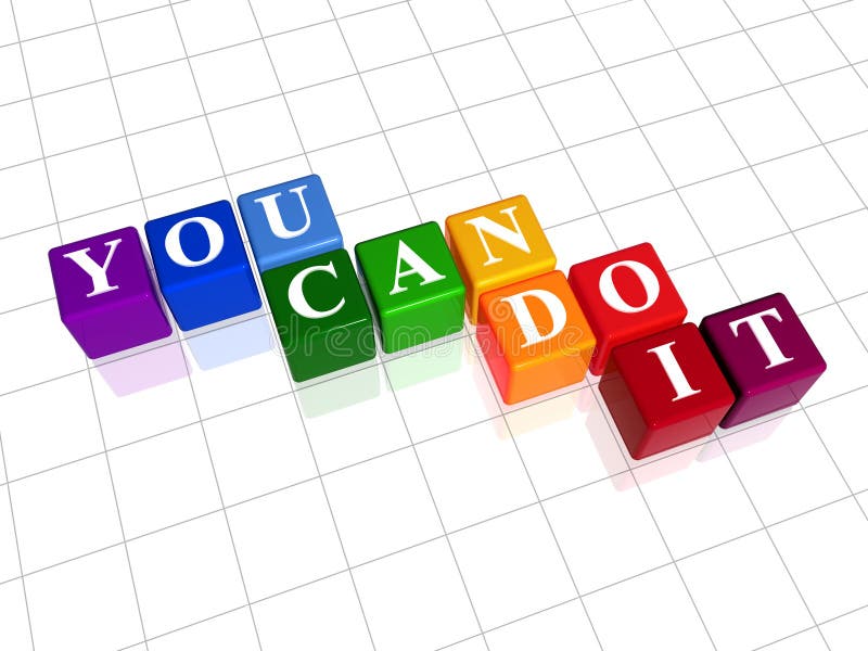 3d colour cubes with text - you can do it, word. 3d colour cubes with text - you can do it, word