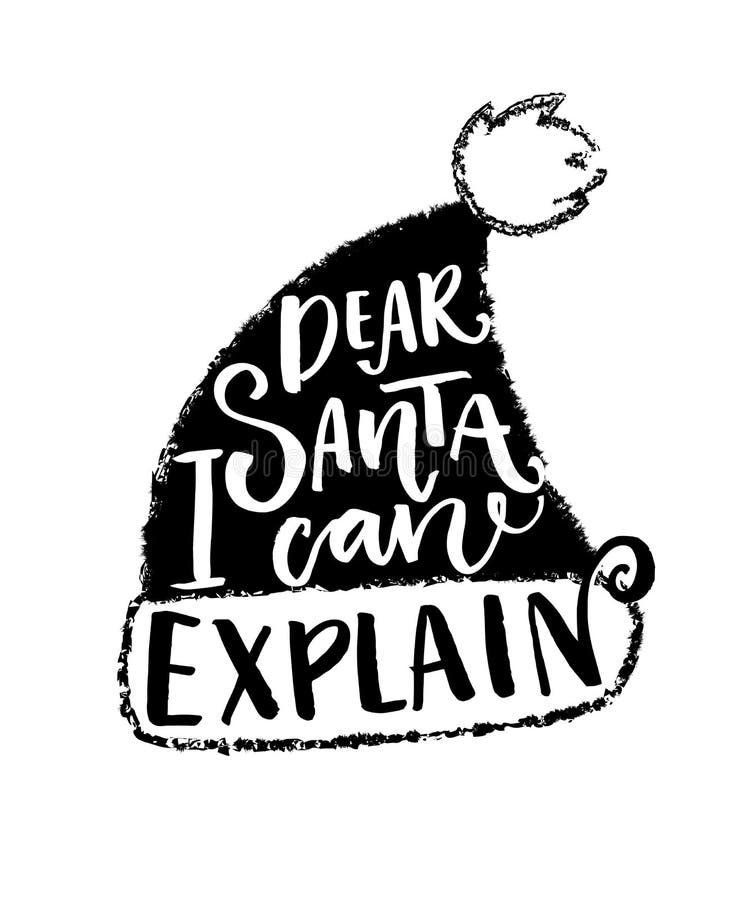 Kan dyrt förklara I santa Rolig jultypografistencil för t-skjortor och hälsningkort svart white vektor illustrationer
