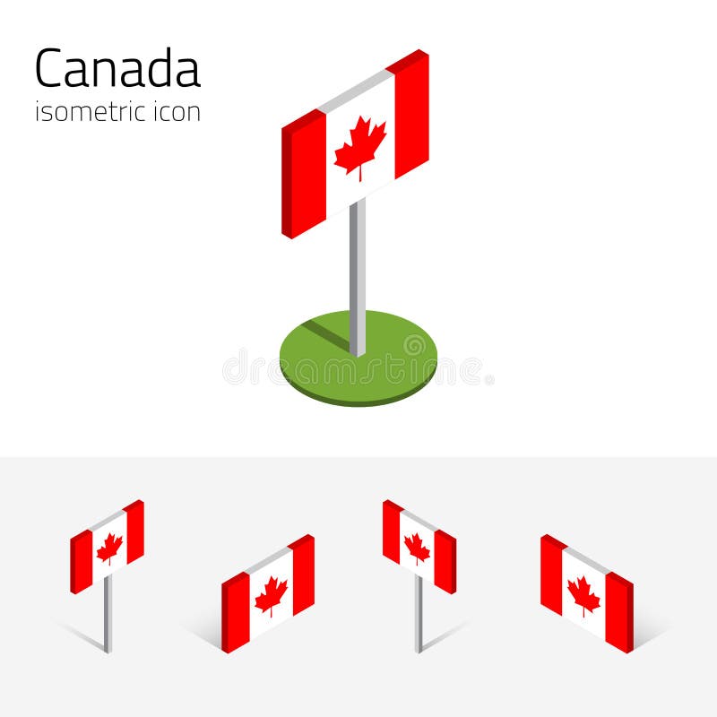 Kanada flagga, vektoruppsättning av isometriska symboler 3D vektor illustrationer Kanada flagga, vektoruppsättning av isometriska symboler 3D vektor illustrationer