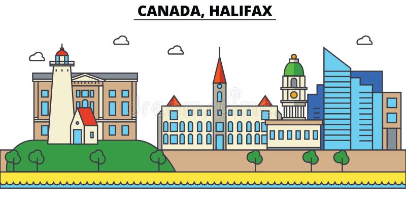 Kanada, Halifax Miasto linii horyzontu architektura Editable royalty ilustracja Kanada, Halifax Miasto linii horyzontu architektura Editable royalty ilustracja