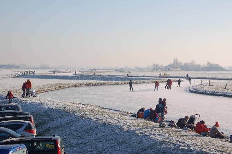 Kanałów holender marznąca Holland krajobrazowa zima