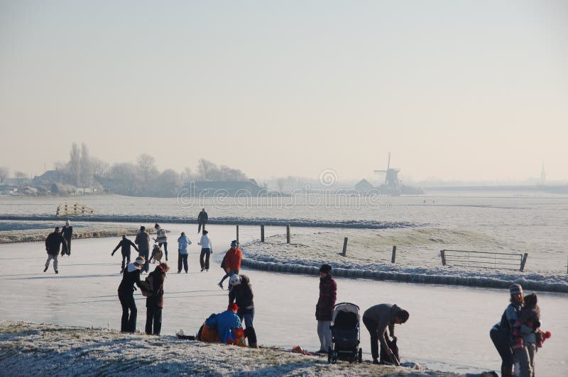 Kanałów holender marznąca Holland krajobrazowa zima
