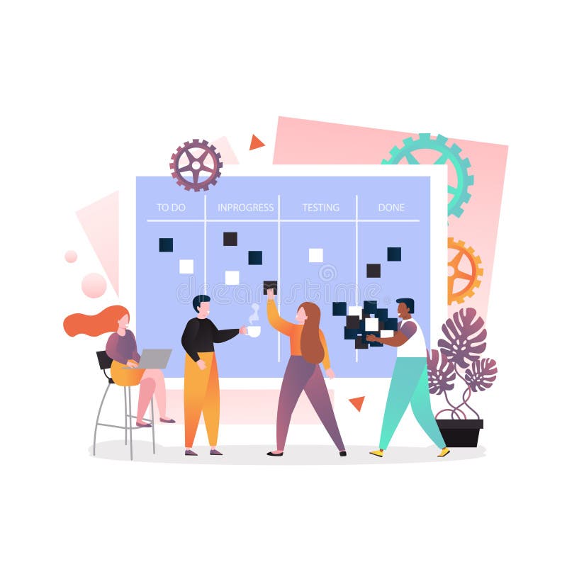 Kanban vector concept for web banner, website page vector illustration