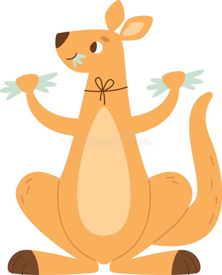 Kangaroo Animal Eating vector illustration