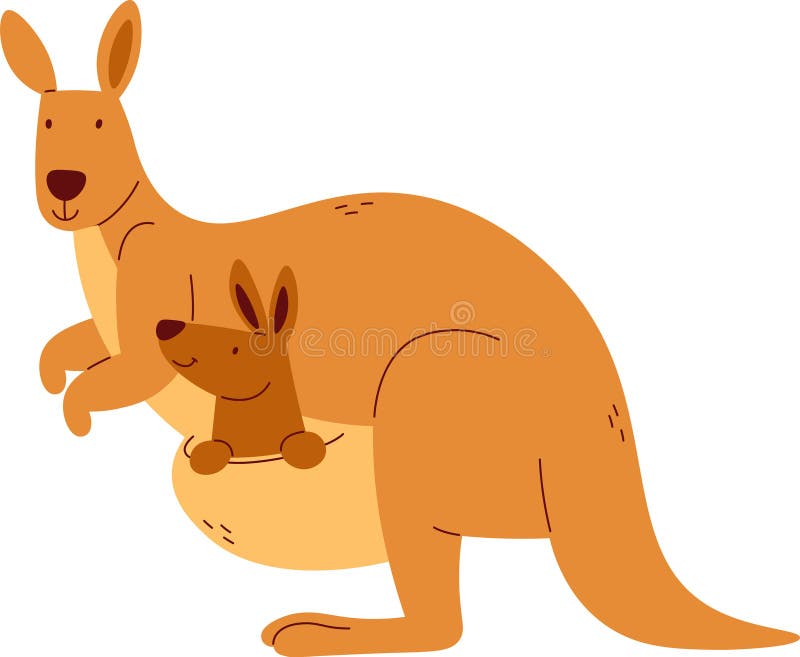 Kangaroo With Baby vector illustration