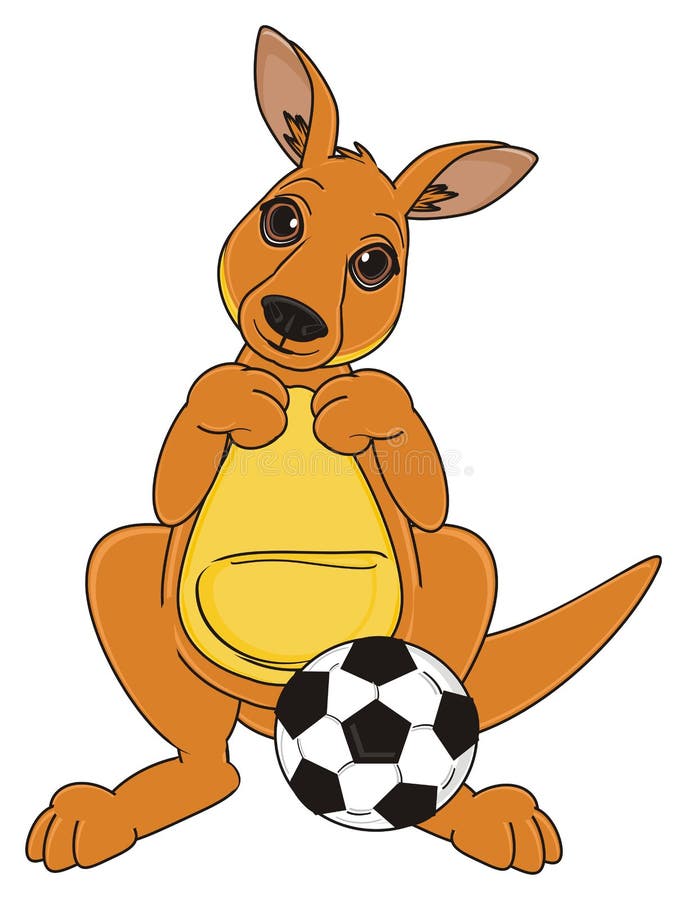 Kangaroo with a ball stock illustration. Illustration of continent
