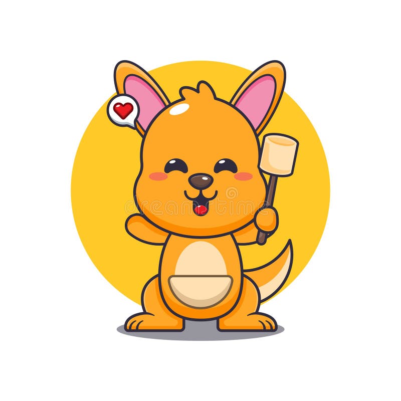 Kangaroo dessin vectoriel illustration manger marshmallow illustration libre de droits
