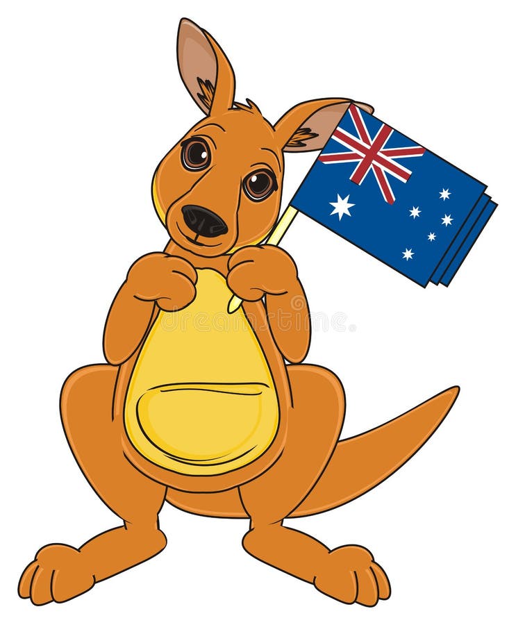 Kangaroo with National Object Stock Illustration - Illustration of spring,  fight: 88440315