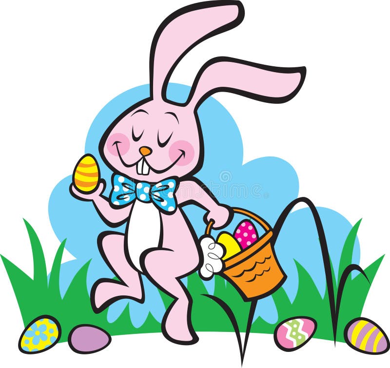 Kaninen kommer easter här stock illustrationer