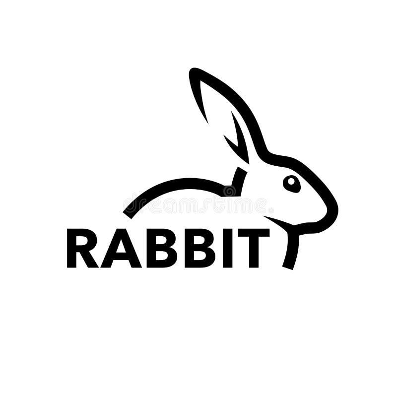 Kaninlogobegrepp med den svarta kaninlinjen symbol