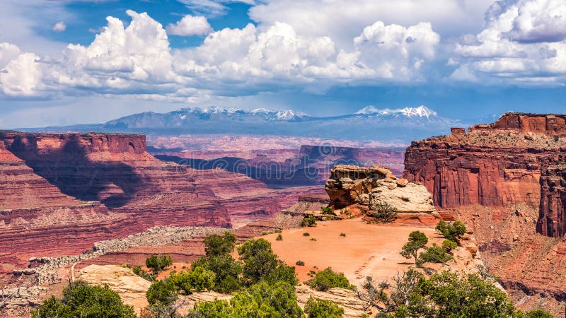 Kanjonsikt, scenisk sommar, Canyonlands nationalpark royaltyfri bild Kanjonsikt, scenisk sommar, Canyonlands nationalpark royaltyfri bild