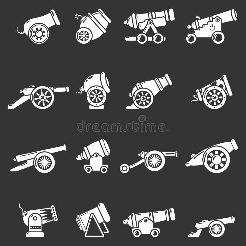 Download Kanon Retro Pictogrammen Geplaatst Grijze Vector Vector Illustratie - Illustratie bestaande uit circus, burgerlijk: 114226680