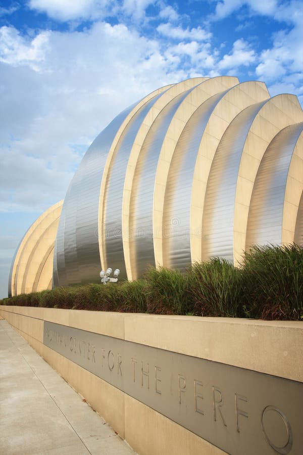 KANSAS CITY, USA - JUNE 25, 2013: Kauffman Center for the Performing Arts building in Kansas City, Missouri. Famous building was completed in 2011 and is an example of Structural Expressionism.