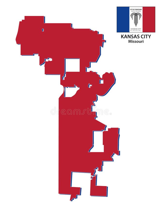 Kansas City Missouri Map with Flag stock illustration