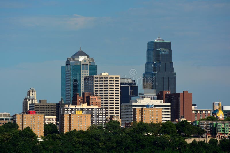 Kansas City, Missouri Metro Building Skyline on a Sunny Day Stock Image Image of river, kansas