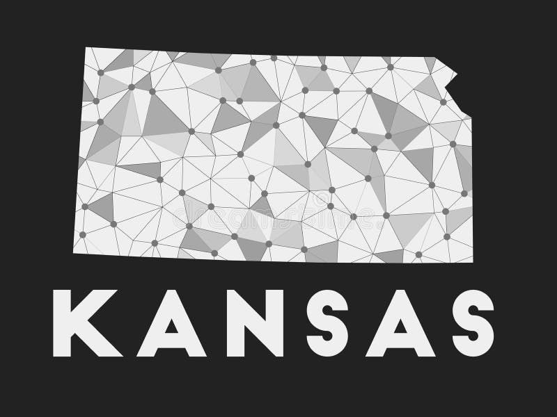 Kansas Network, Constellation Style Us State Map. Stock Vector