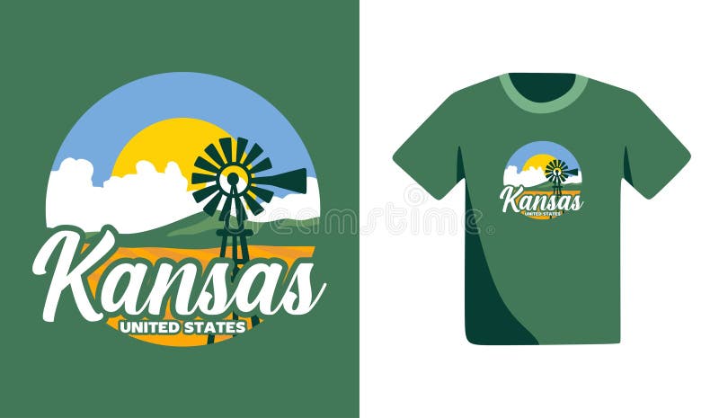Kansas State with beautiful natural scenery stock illustration