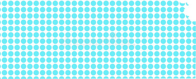 Kansas State Map Vector Illustration USA Outline Silhouette with Blue Circle Pattern on White Background stock illustration