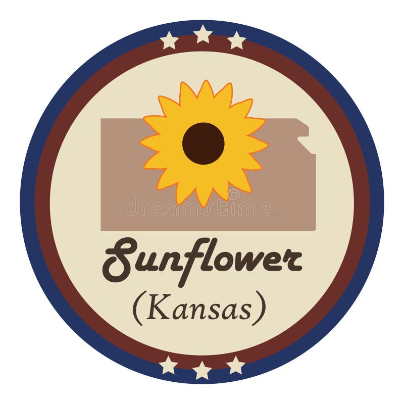 Kansas state with sunflower. Vector illustration decorative design stock illustration