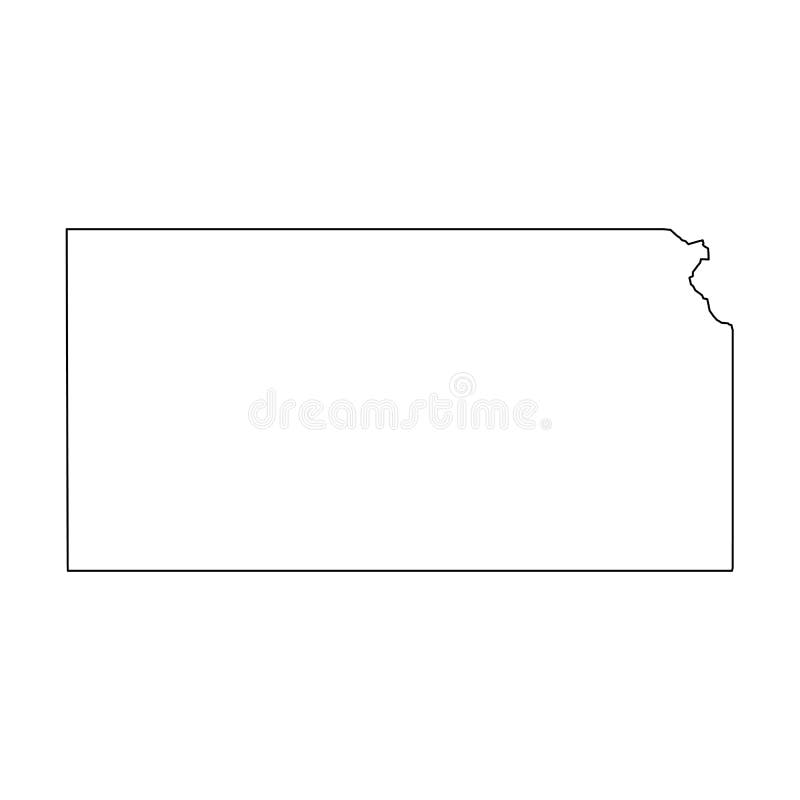 Kansas, state of USA - solid black outline map of country area. Simple flat vector illustration stock illustration
