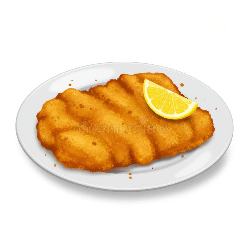 Kant met Crispy Breaded met Lemon op een witte plaat stock illustratie