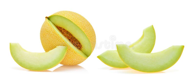 Kantalupenmelone isoliert auf Weiß stockfotografie