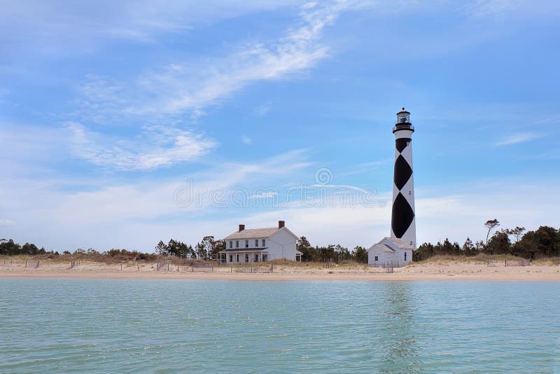 Kap-Ausblickleuchtturm auf den südlichen äußeren Banken des Nordautos stockbild Kap-Ausblickleuchtturm auf den südlichen äußeren Banken des Nordautos stockbild