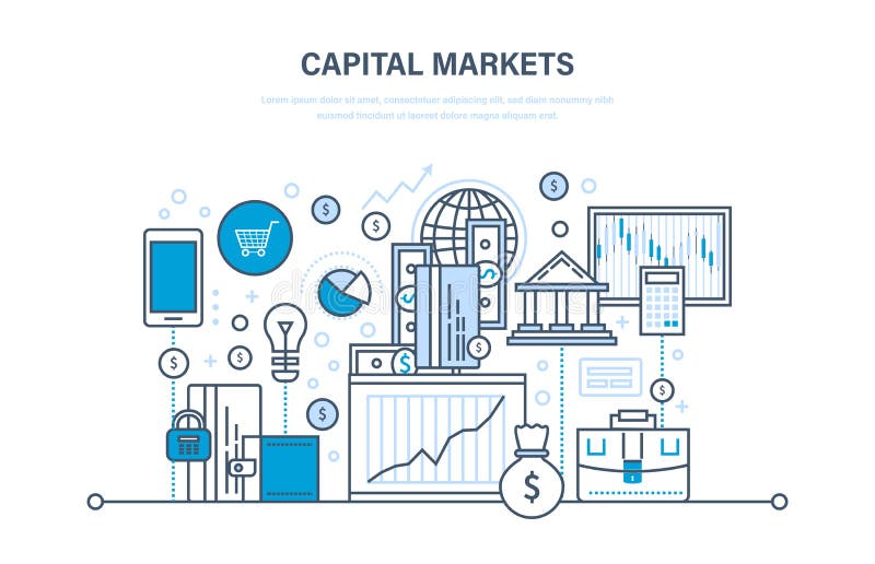Kapitaalmarkten, handel, online bankwezen, elektronische handel, de investeringsgroei, marketing, financiën