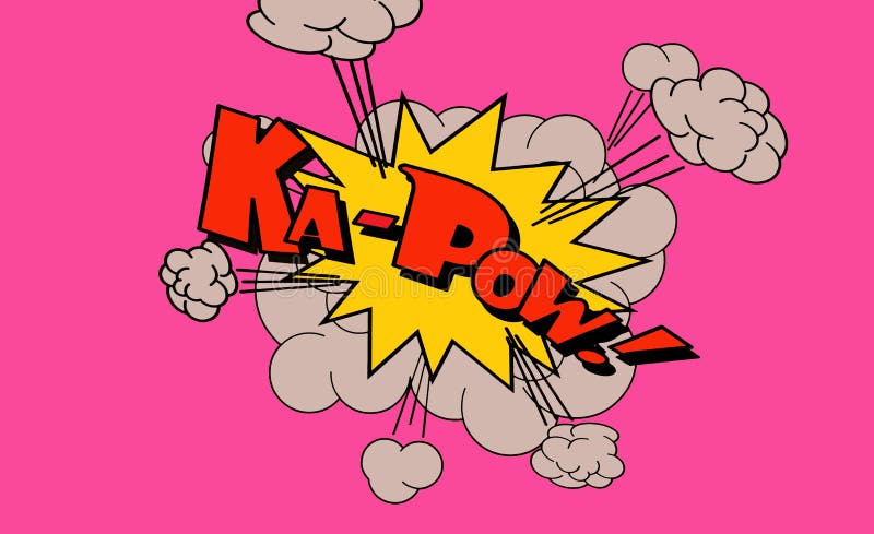 Kapow wording sound effect for comic speech bubble on pink background. royalty free stock photo