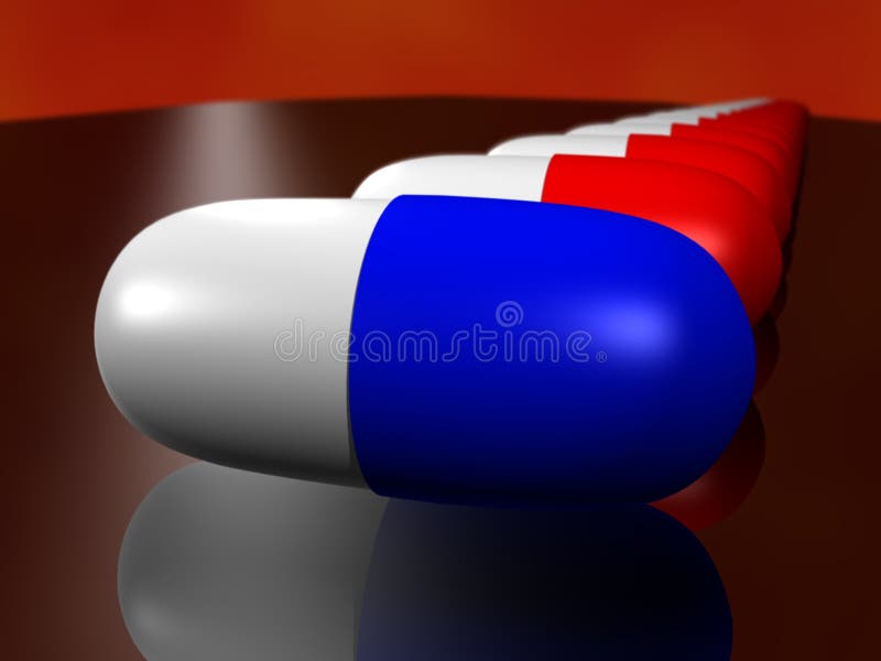 3D cartoon of a drug capsule with depth of field. 3D cartoon of a drug capsule with depth of field