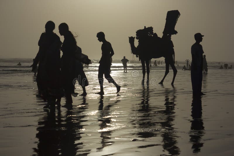 Karachi Beach Silhouette stock images