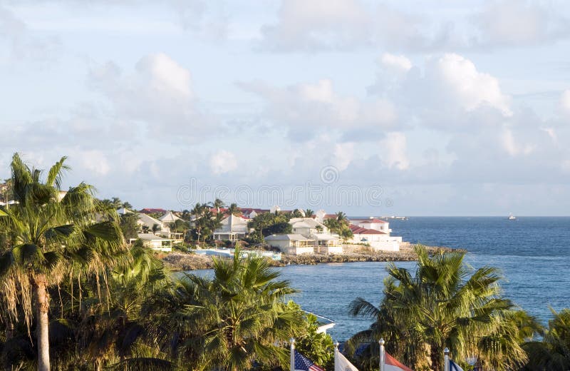 Hotel villa development beach Simpson bay St. Maarten St. Martin Caribbean Island. Hotel villa development beach Simpson bay St. Maarten St. Martin Caribbean Island