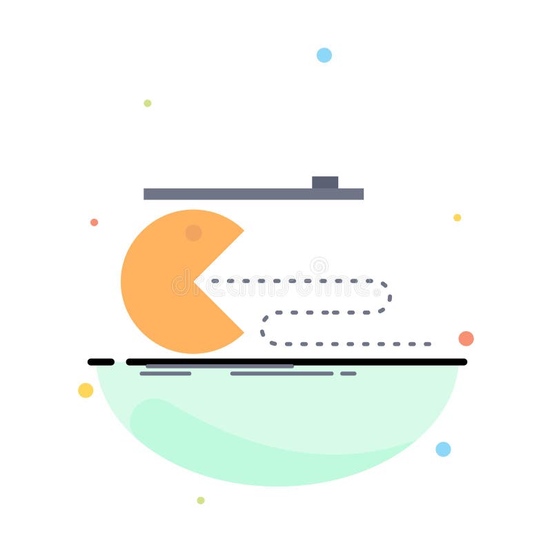 Karakter, computer, spel, gokken, de pacman Vlakke Vector van het Kleurenpictogram stock illustratie Karakter, computer, spel, gokken, de pacman Vlakke Vector van het Kleurenpictogram stock illustratie