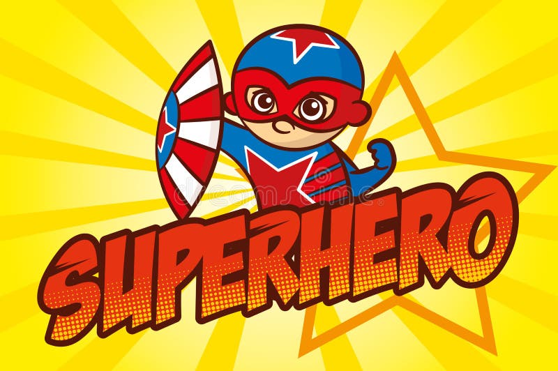 Karakter van de Superhero het Rode Ster, pop-artachtergrond royalty-vrije illustratie Karakter van de Superhero het Rode Ster, pop-artachtergrond royalty-vrije illustratie
