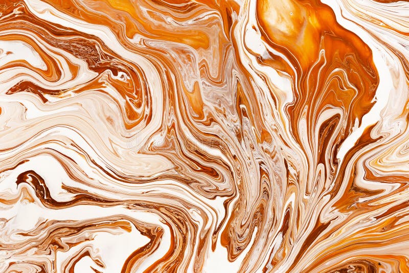 Caramel, cream dynamic and fluid raster texture. Abstract acrylic paints mixture color background. Dyeing, liquid flow effect modern design. Orange, rustic and white pigments, watercolor wallpaper. Caramel, cream dynamic and fluid raster texture. Abstract acrylic paints mixture color background. Dyeing, liquid flow effect modern design. Orange, rustic and white pigments, watercolor wallpaper