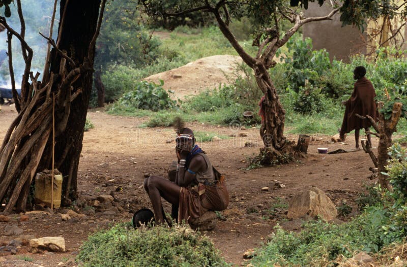 Karamojong villagers, Uganda royalty free stock image