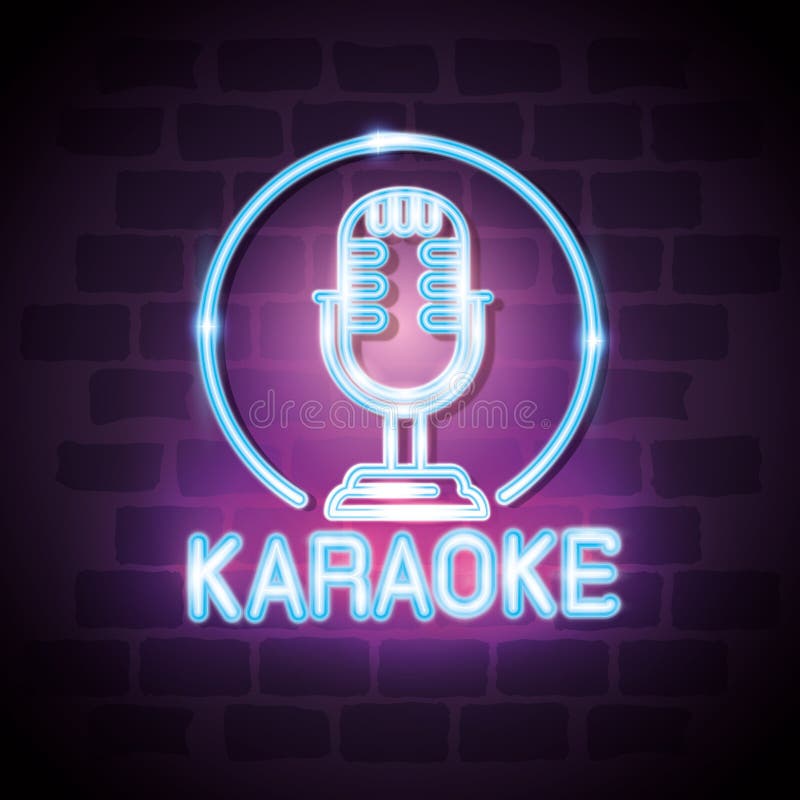 Karaoke Bar Neon Label Stock Vector Illustration Of Band