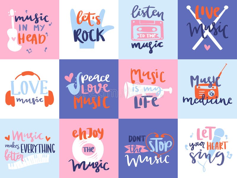 Karaoke för emblem för lables för musikförälskelsemotivation gällde illustrationen för vektorn för tappningdesignbeståndsdelar royaltyfri illustrationer Karaoke för emblem för lables för musikförälskelsemotivation gällde illustrationen för vektorn för tappningdesignbeståndsdelar royaltyfri illustrationer